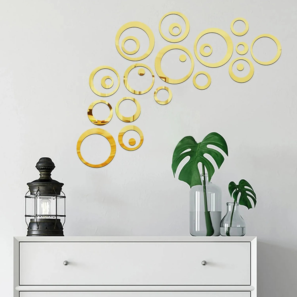 décoration murale moderne adhésive cercles concentriques vert noir rouge doré blanc
