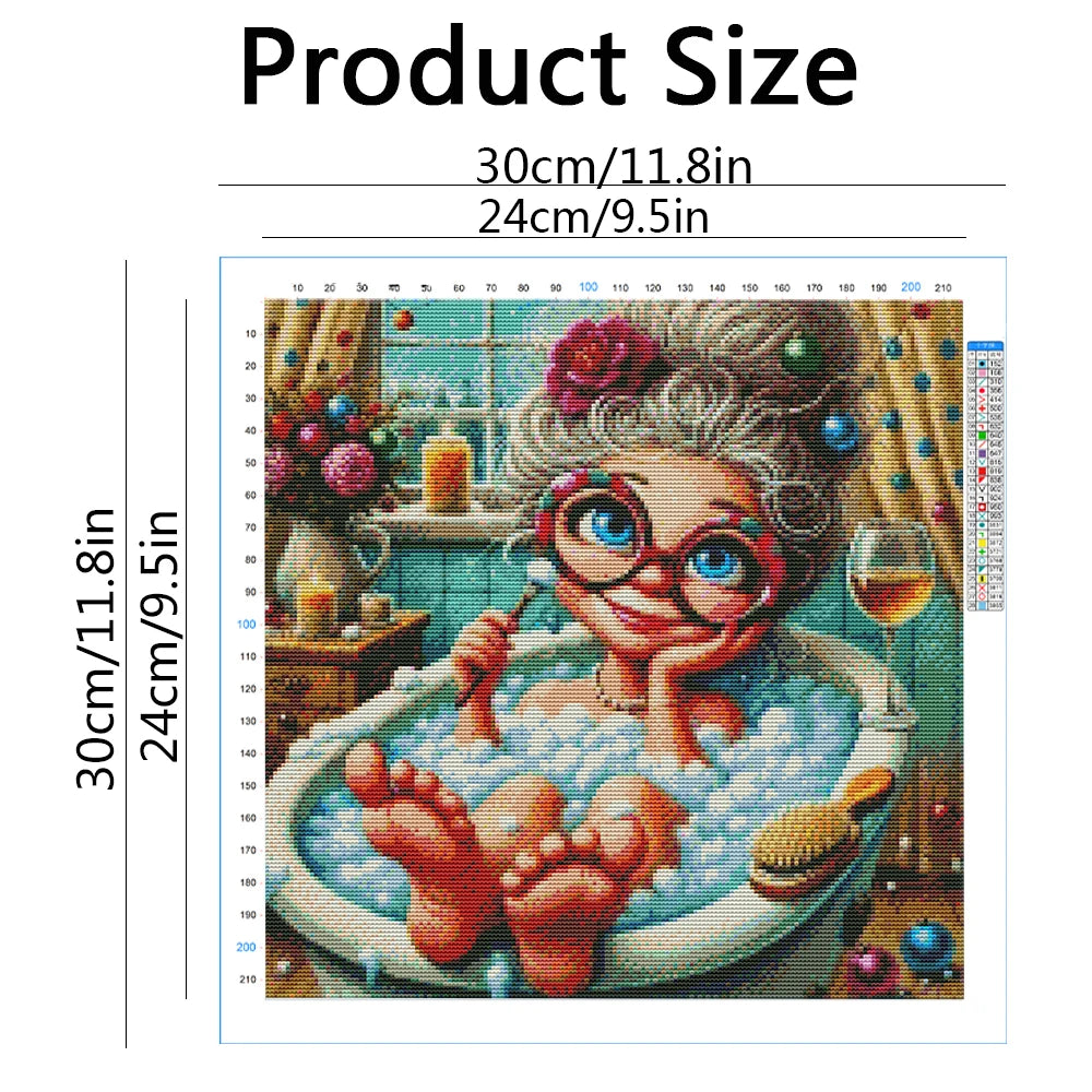 toile broderie diamant femme baignoire bulles noel geometrique humoristique fils multicolores tissu imprimé