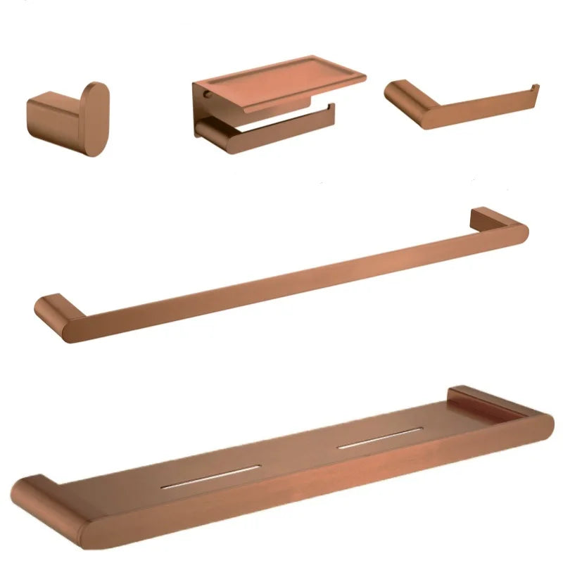 ensemble accessoires salle bain mural or rose acier inoxydable porte serviette savon brosse