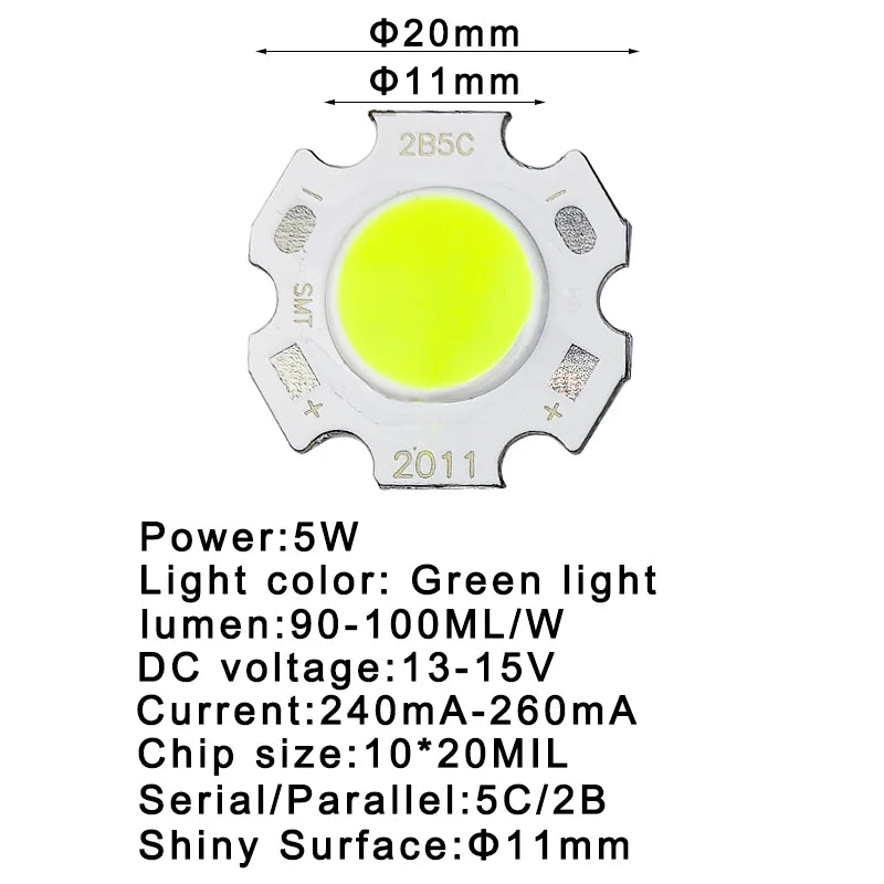 ampoules led 3w 5w rouge vert bleu diodes cob brillantes modernes 11mm
