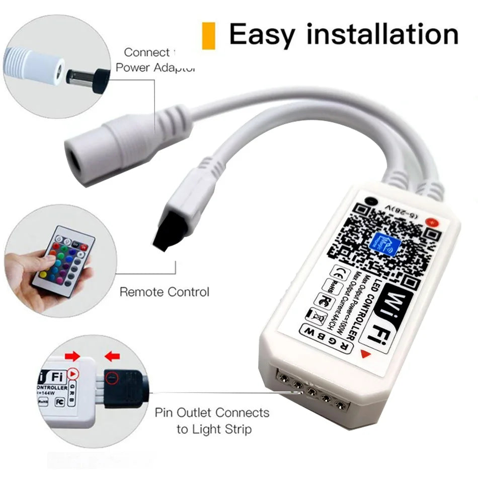contrôleur led wifi rgbw adhésif moderne télécommande ir qr code blanc technologie bluetooth