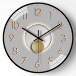 horloge murale moderne gris noir doré géométrique circulaire minimaliste quartz