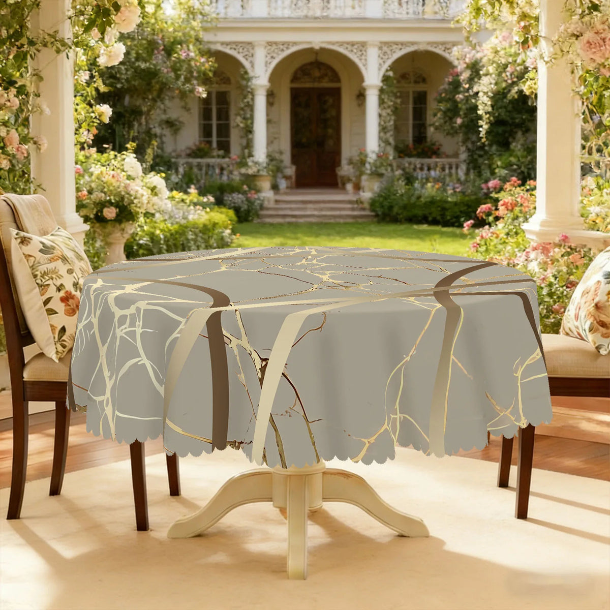 nappe moderne abstraite gris doré table extérieure imperméable rectangle ronde branchée textures éléganteextérieur