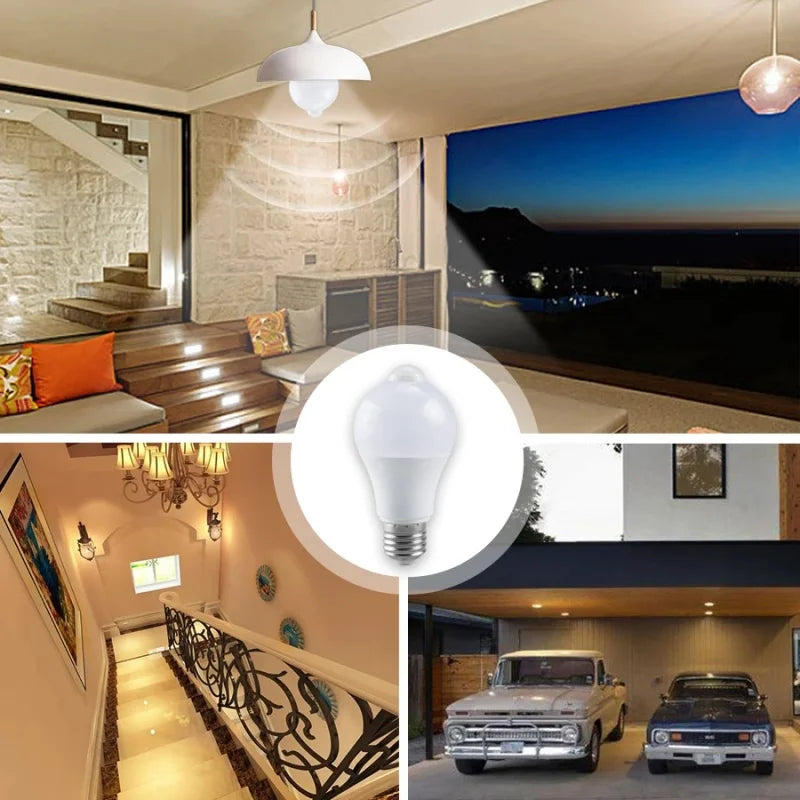 ampoule led e27 détecteur mouvement blanc moderne 12w 15w 18w 20w 6w 9w