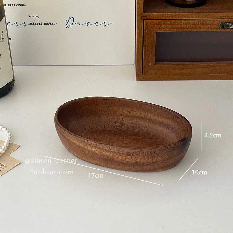 plateau rangement bois oval moderne organise bijoux livres objets ménagers
