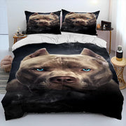 Parure de lit pour chien Pitbull - Housse de couette et taie d'oreiller - Ensemble literie adulte et enfant