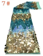 ruban sequins bleu vert argent rose marron motif montagne élégant festif tissu dentelle paillettes