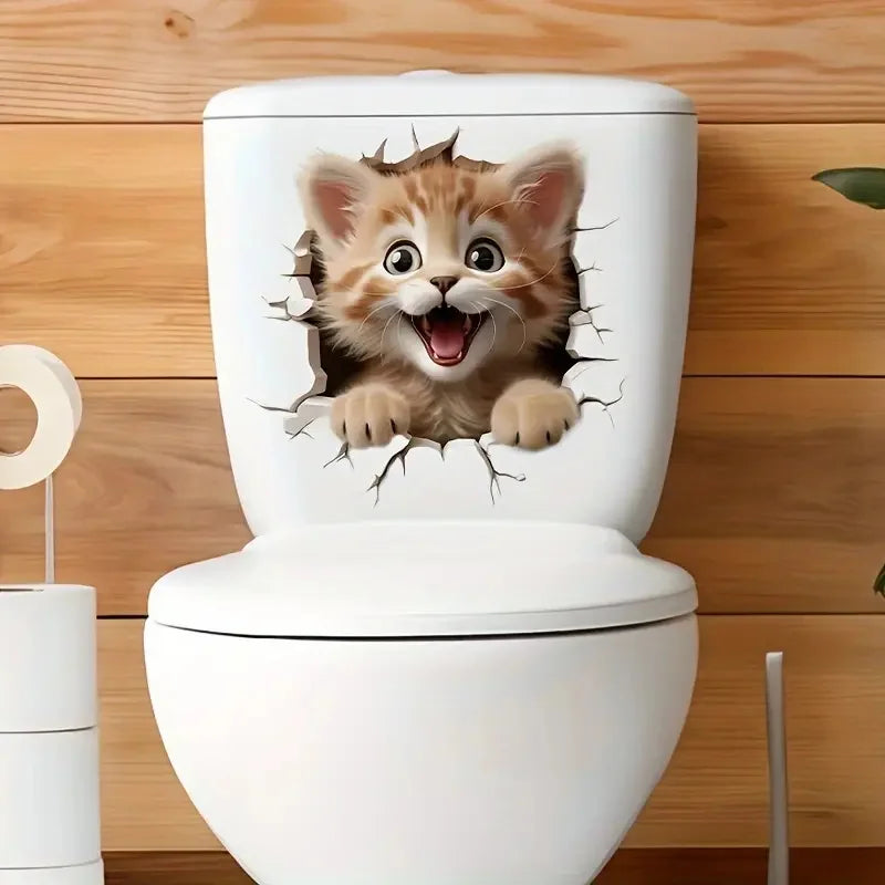 autocollants muraux 3d chatons souriants pvc orange beige blanc adhésifs maison chambre salon