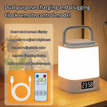 lampe veilleuse horloge rechargeable moderne chambre enfant blanc beige lumière douce télécommande