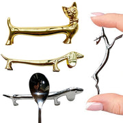 Porte-couteaux design animalier en métal pour baguettes - Chat, chien, cerf - Décoration de table élégante