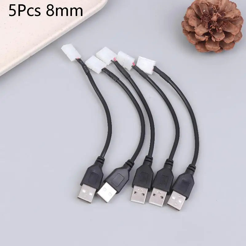câble usb connecteur led noir plat moderne sans soudure 8mm 10mm 10 pièces