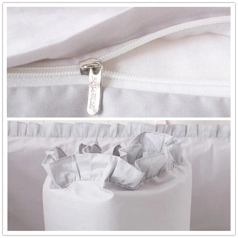 protège matelas lit bébé rose blanc gris fronces décoratives doux mignon étoile cœur lion