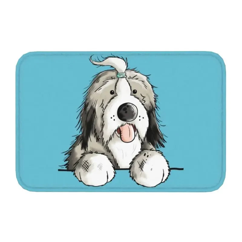 Paillasson Bearded Collie jaune clair pour décoration d'entrée