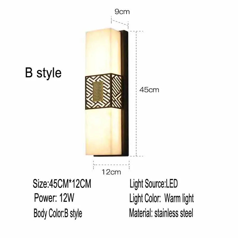 lampe murale moderne acier inoxydable blanc noir texture marbrée motif géométrique led 45cm 12cm