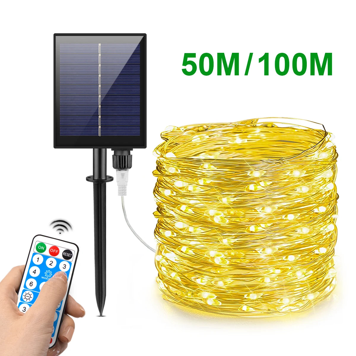 guirlande lumineuse solaire 50m or noir ip65 modes led facile installationextérieur moderne fonctionnel