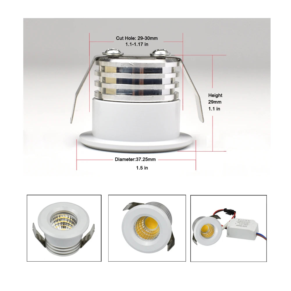 Spot LED noir blanc 3W COB dimmable 90 260V moderne