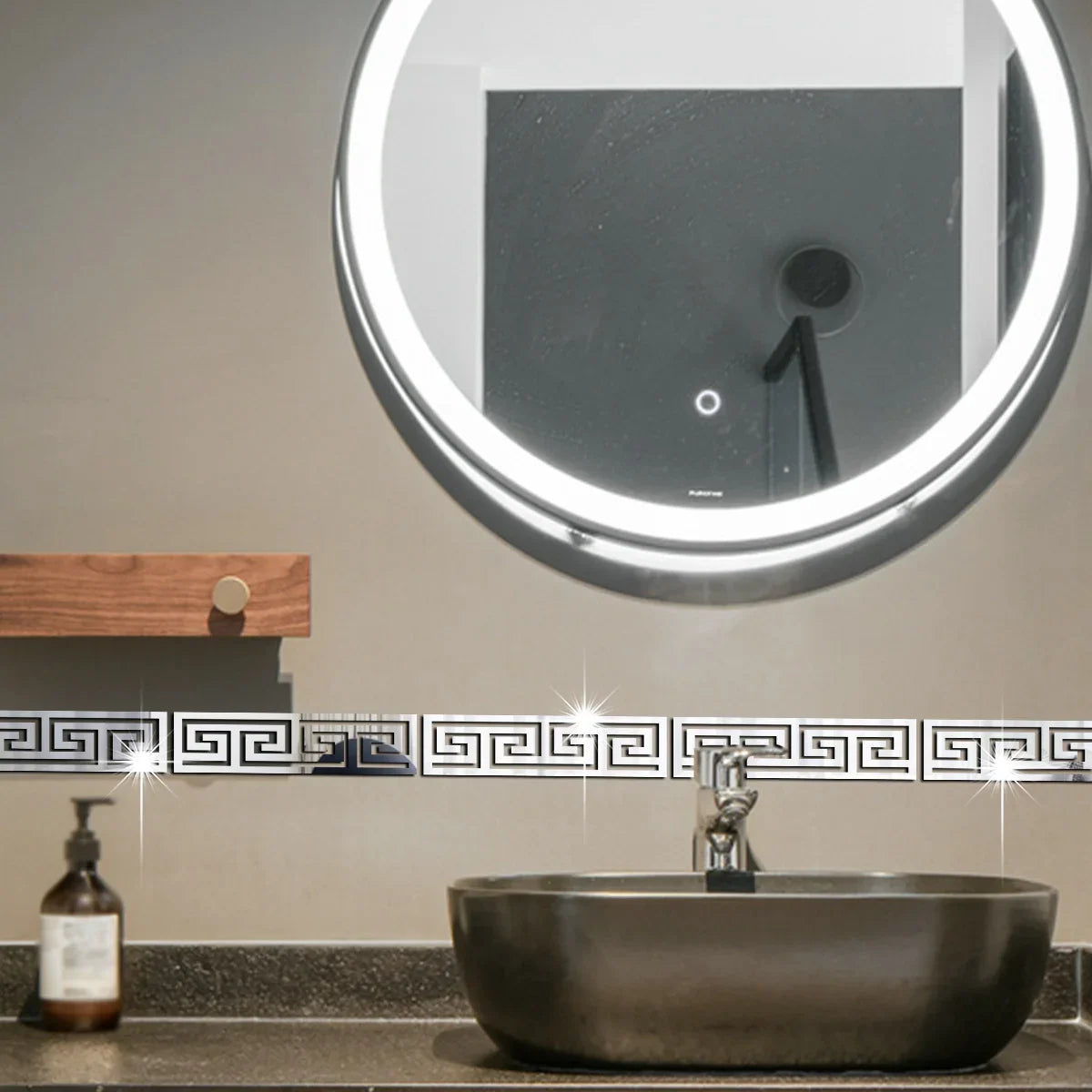 décoration murale adhésive miroir géométrique 12 pièces noir or argent modernes