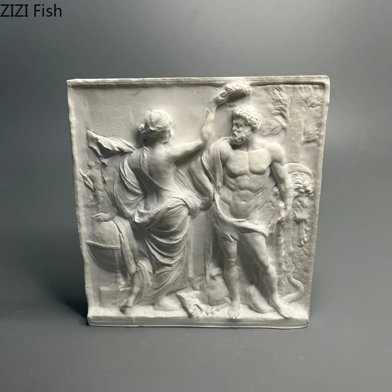 décoration statue plâtre hercule antique relief classique figures humaines texture vintage blanc gris