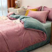 ensemble literie rose vert polaire douillet fermeture eclair moderne cosy hiver