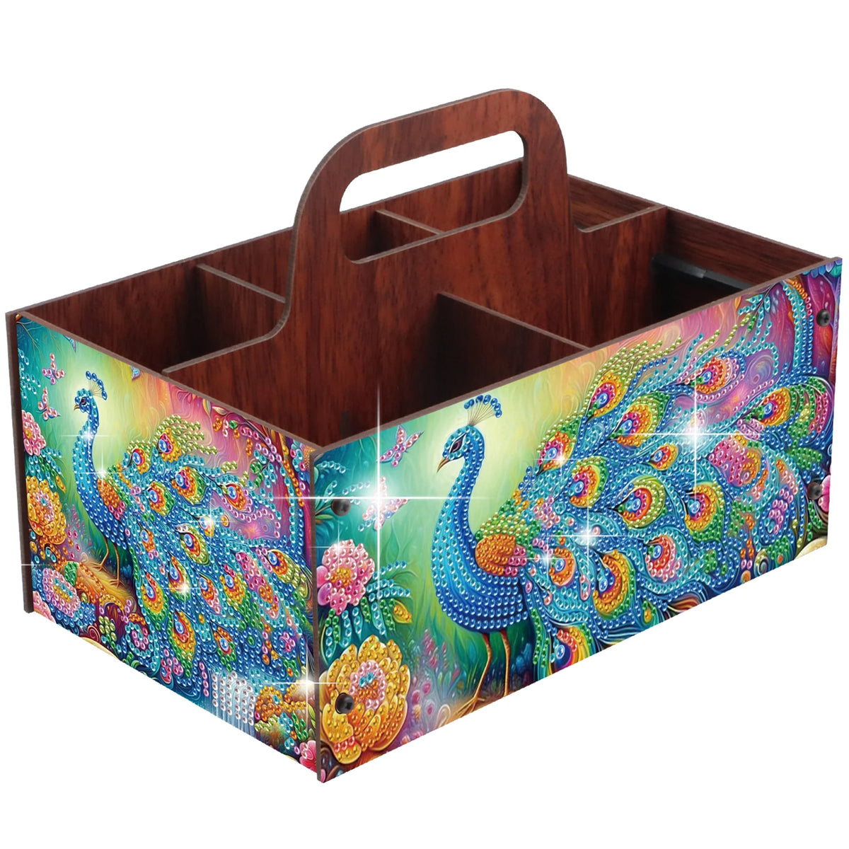 boîtes rangement multicolores imprimées florales animaux oiseaux moderne poignées bois