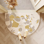 tapis demi circulaire moderne rayures horizontales résistant l'usure antidérapant porte entrée couleur beige clair