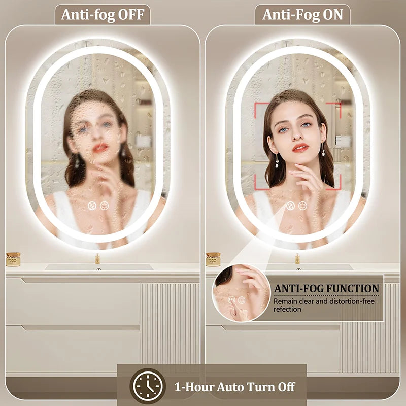 miroir led ovale moderne anti buée éclairé murale contemporain