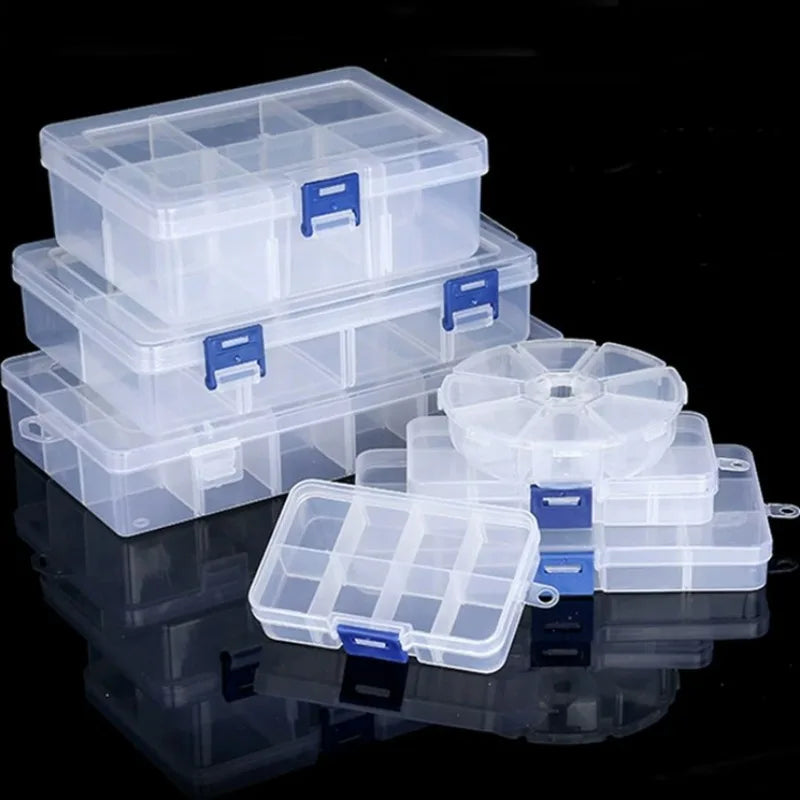 boîtes rangement bijoux transparentes plastique modernes compartiments poignées breloques lettresscrição solution respecte contraintes données