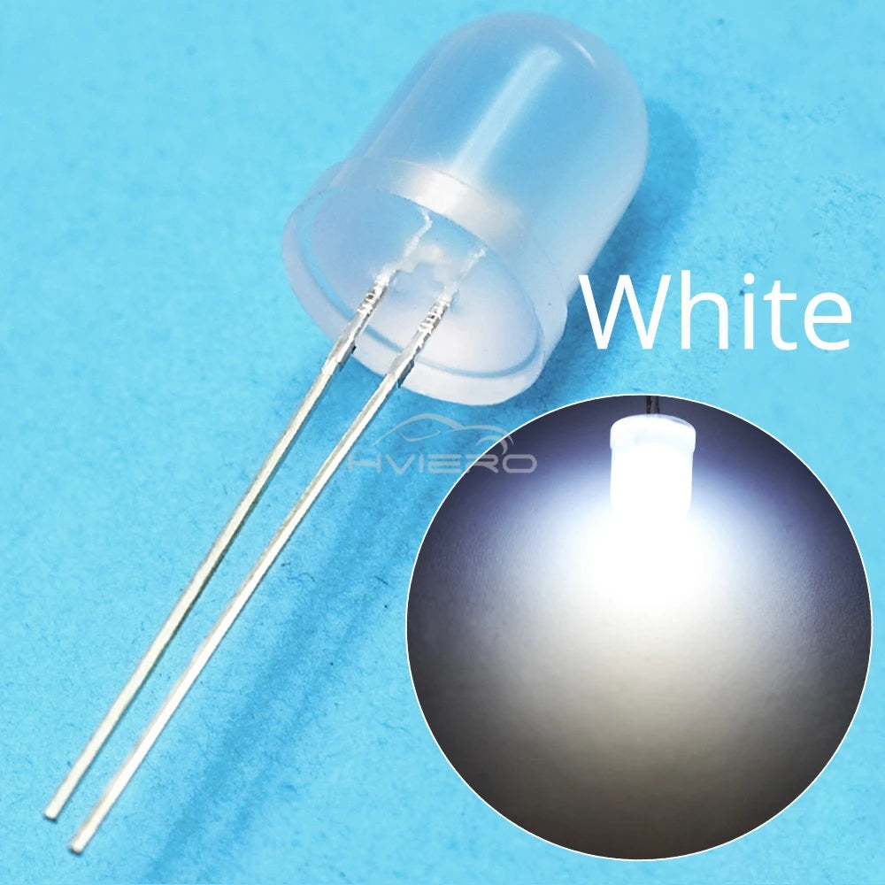 Diodes LED ultra lumineuses 10mm blanc rouge vert bleu jaune 250PCS 50PCS eclairage bricolage
