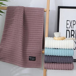 serviette bain toilette coton rayures horizontales blanc mauve gris moderne 35x75cm absorbant rapide