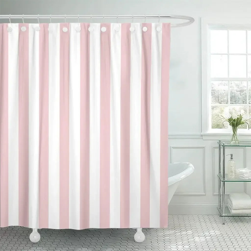 rideau douche moderne rayures horizontales jaune blanc tissu imperméable salle bain
