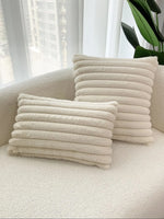 taies d'oreiller décoratives moderne rayées 30x50cm 45x45cm polyester beige clair coussins maison simple fixations