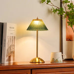 lampe table classique or tissu vert franges ambre opacité tactile rechargeable chambre coucher ambiance