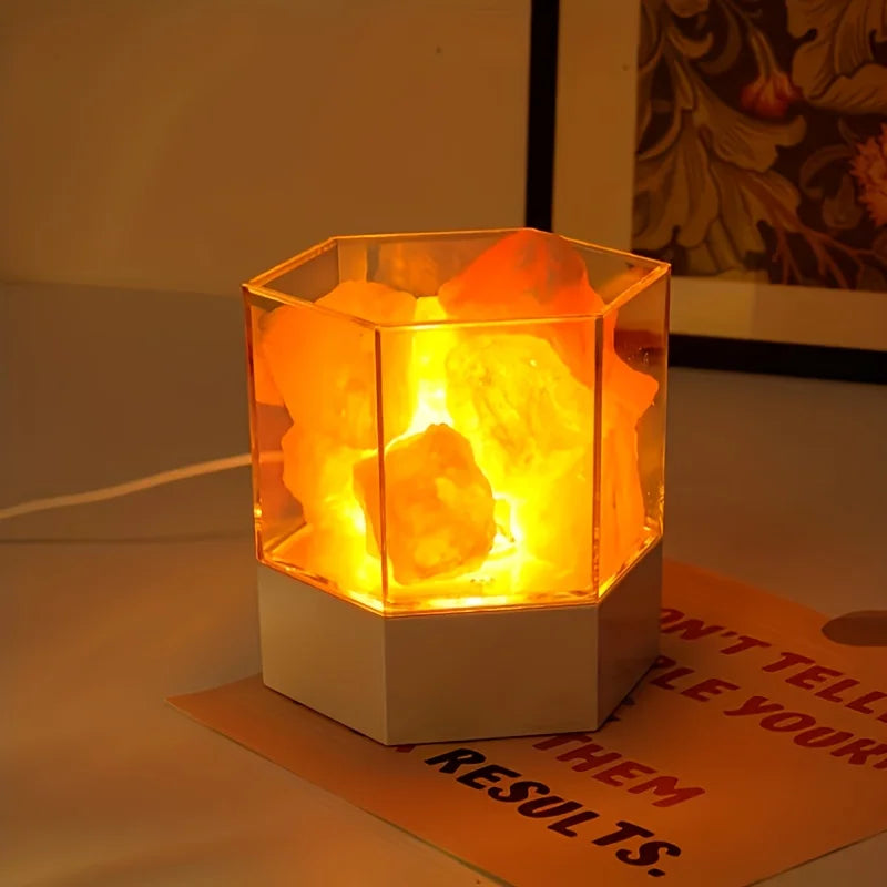 lampe sel led blanc orange moderne minimaliste translucide texture naturelle chambre salon yoga meditation