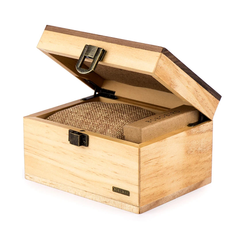 boîte montres bois antique naturel rustique tissu intérieur poignées métalliques