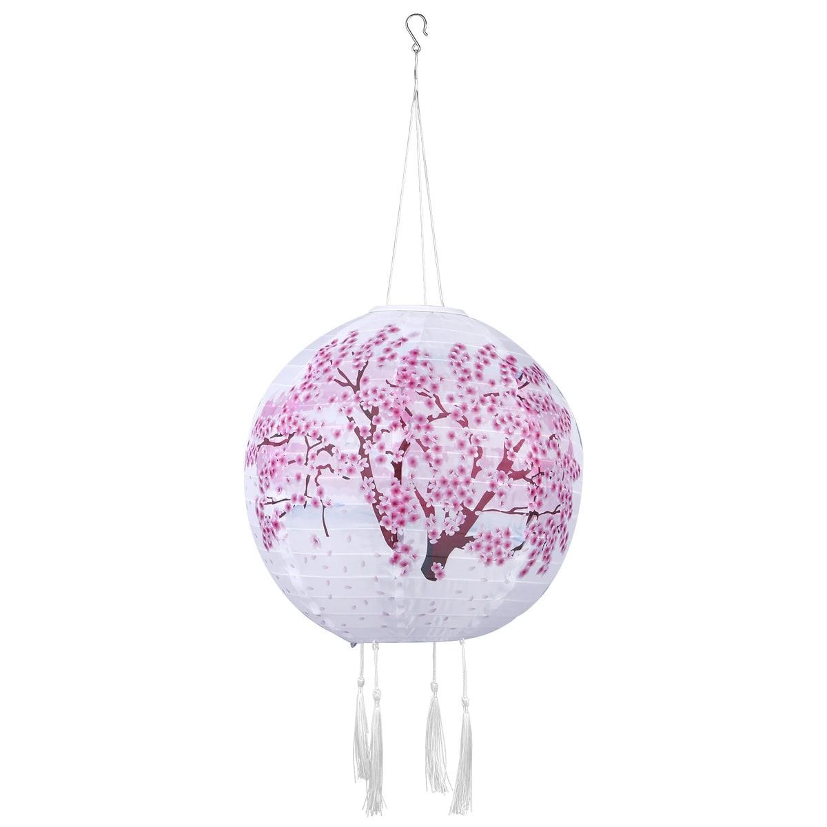 lanterne solaire led florale traditionnelle blanc rouge vert rose crochets tissu nylon opaque festive