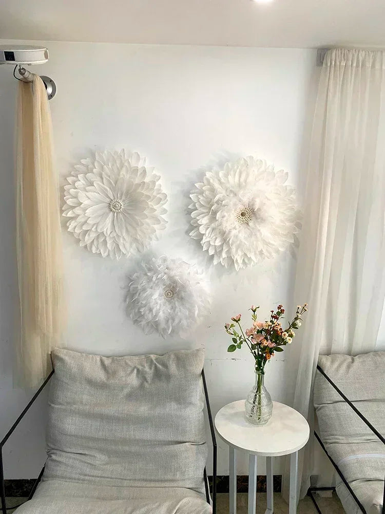 décoration murale fleurs artificielles rose clair moderne feuilles papier métal