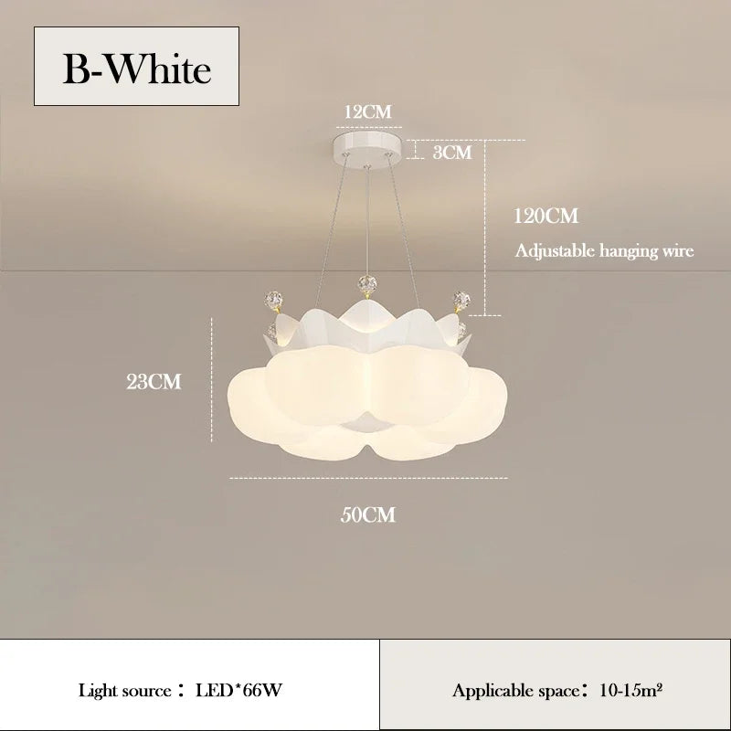 lampe suspendue moderne nuage blanche rose pâle brillante chaînes led minimaliste chambre enfant filles