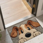 tapis moderne imprimé chien beige marron noir blanc anti bactéries antidérapant extérieur intérieur 30x50cm