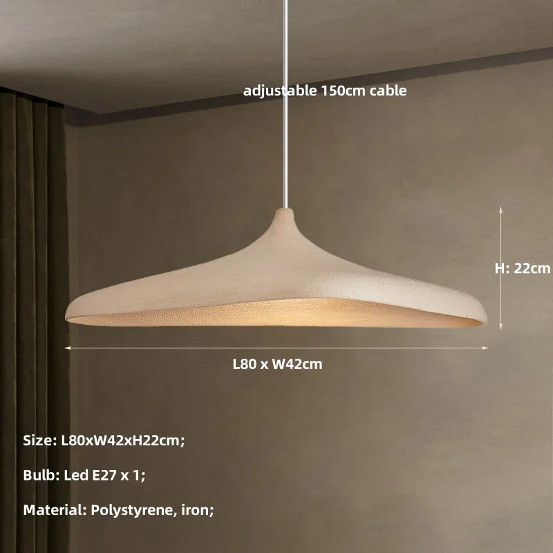 suspension lumineuse moderne câble suspendu ampoule E27 intégrée résine opaque beigeclair chambre salon restaurant