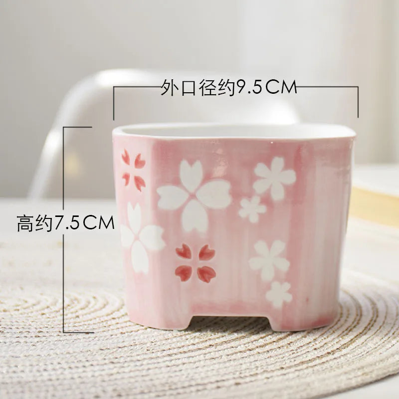 pots céramique porcelaine moderne rose blanc fleurs succulentes décoration plantes vertes ornement maison