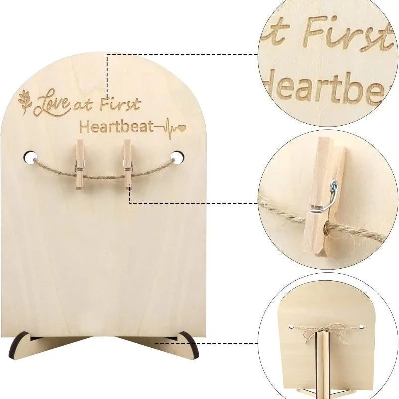 cadre photo gravure personnalisable clips bois sonogramme bébé cadeau grossesse nouveau né minimaliste