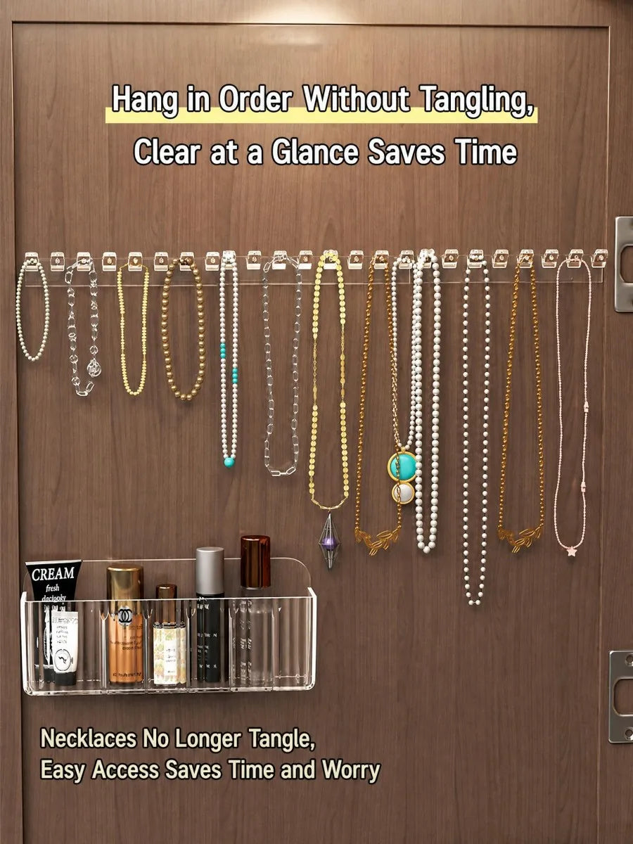 présentoir bijoux transparent adhésif moderne crochets rangement mur bagues boucles d'oreilles colliers