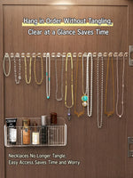 présentoir bijoux transparent adhésif moderne crochets rangement mur bagues boucles d'oreilles colliers
