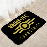 tapis noir bleu blanc logo vault tec antidérapant moderne graphique sol couloir polyester