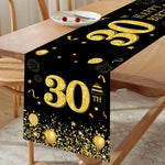 Chemin de table anniversaire noir et or pour 30 ans