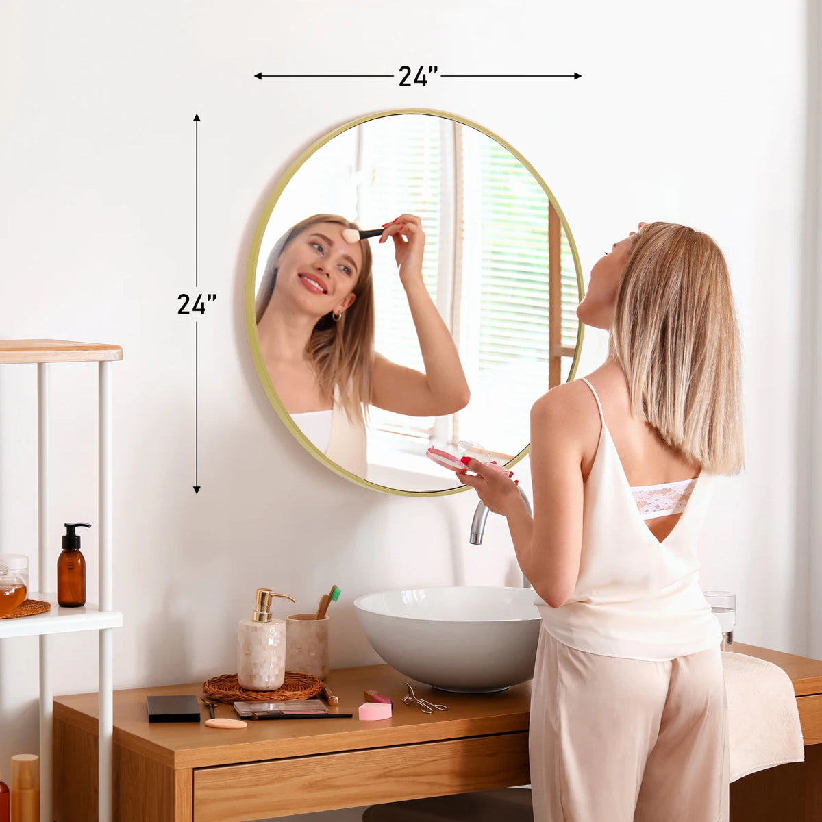 miroir rond or cadre doré moderne support mural chambre salon durable élégant autonomepage num