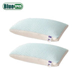 oreiller rafraîchissant fibre polyester géométrique blanc bleu clair moderne confortable coton hexagonal lit voyage