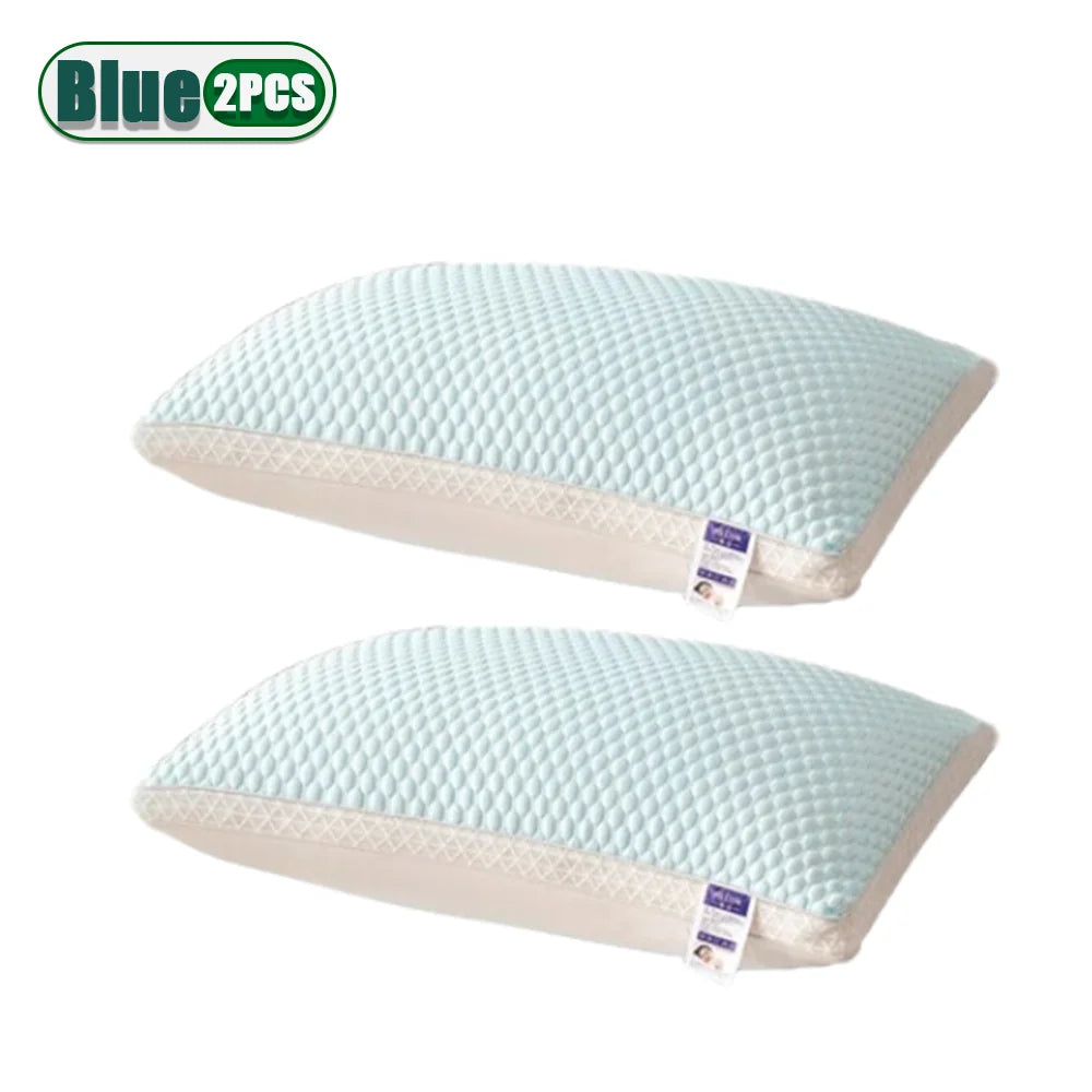 oreiller rafraîchissant fibre polyester géométrique blanc bleu clair moderne confortable coton hexagonal lit voyage