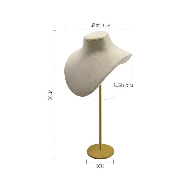 support bijoux velours blanc métal doré présentoir collier bracelet plateau compartimenté organisateur table moderne
