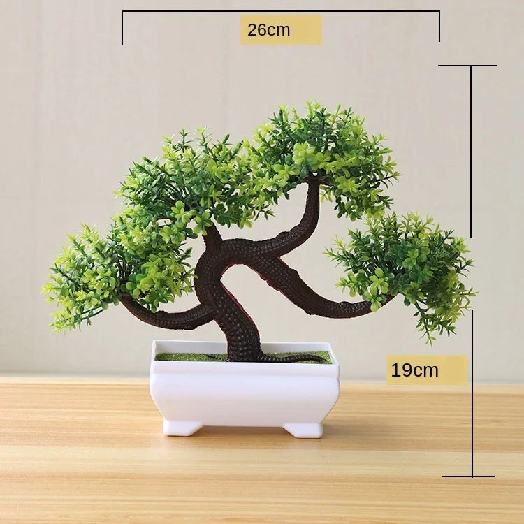 plante artificielle bonsaï miniature pot blanc décoration intérieur jardin maison vert